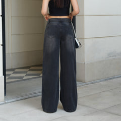 Benimeria-Women Casual Jeans Distressed Wide-Leg Denim Pant