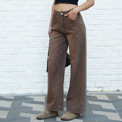 Benimeria-Womens High-waisted Jeans Wide-leg Streetwear Denim Pants