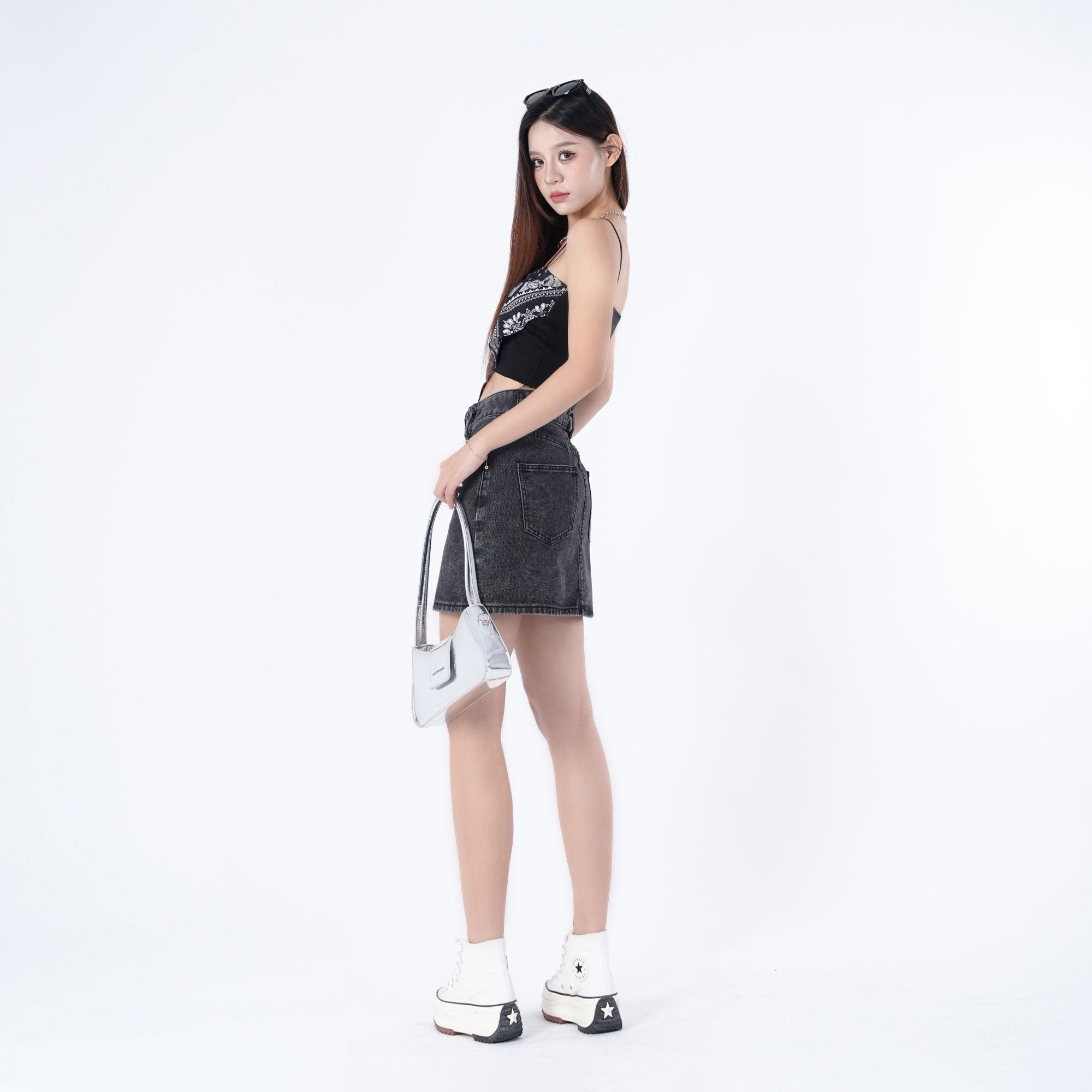 Benimeria-Women's High-Waist Denim Skirt Y2K Mid Short Skirt