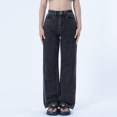Benimeria-Women's High-waisted Wide-leg Jeans Straight-leg Denim Pant