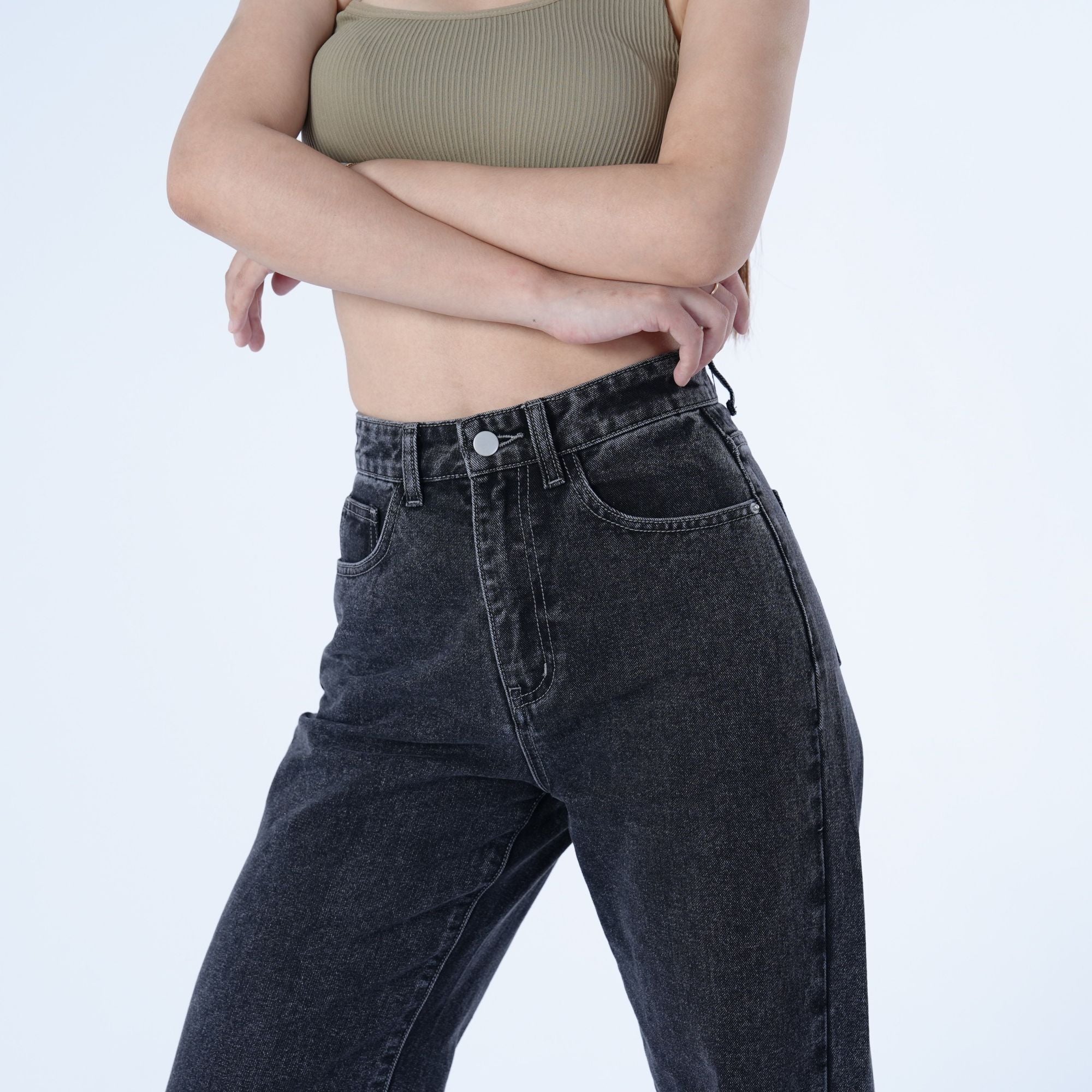 Benimeria-Women's High-waisted Wide-leg Jeans Straight-leg Denim Pant