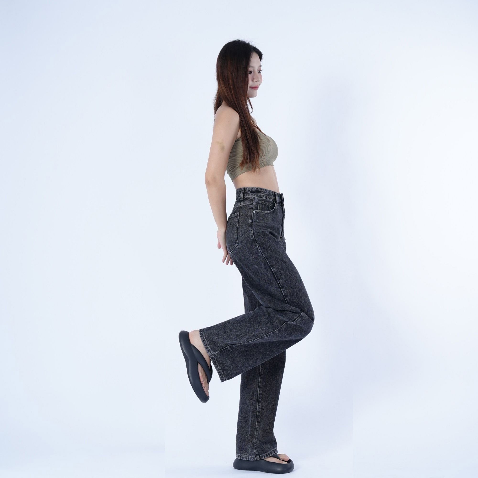 Benimeria-Women's High-waisted Wide-leg Jeans Straight-leg Denim Pant
