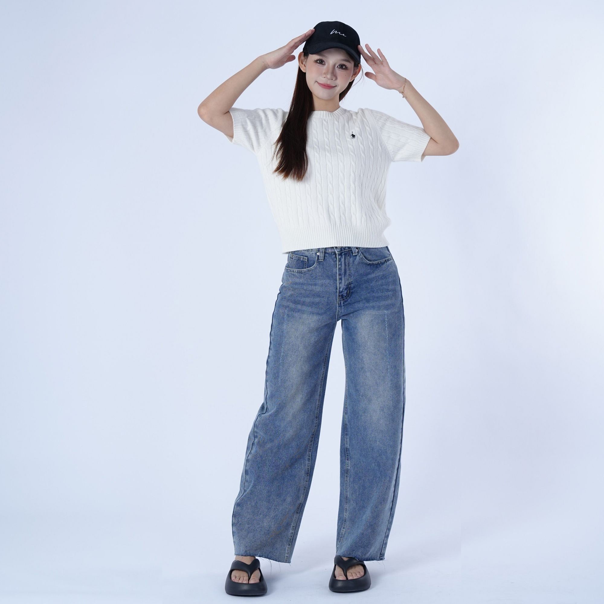 Benimeria-Women's High Waistwide leg Jeans Straight Leg Pants