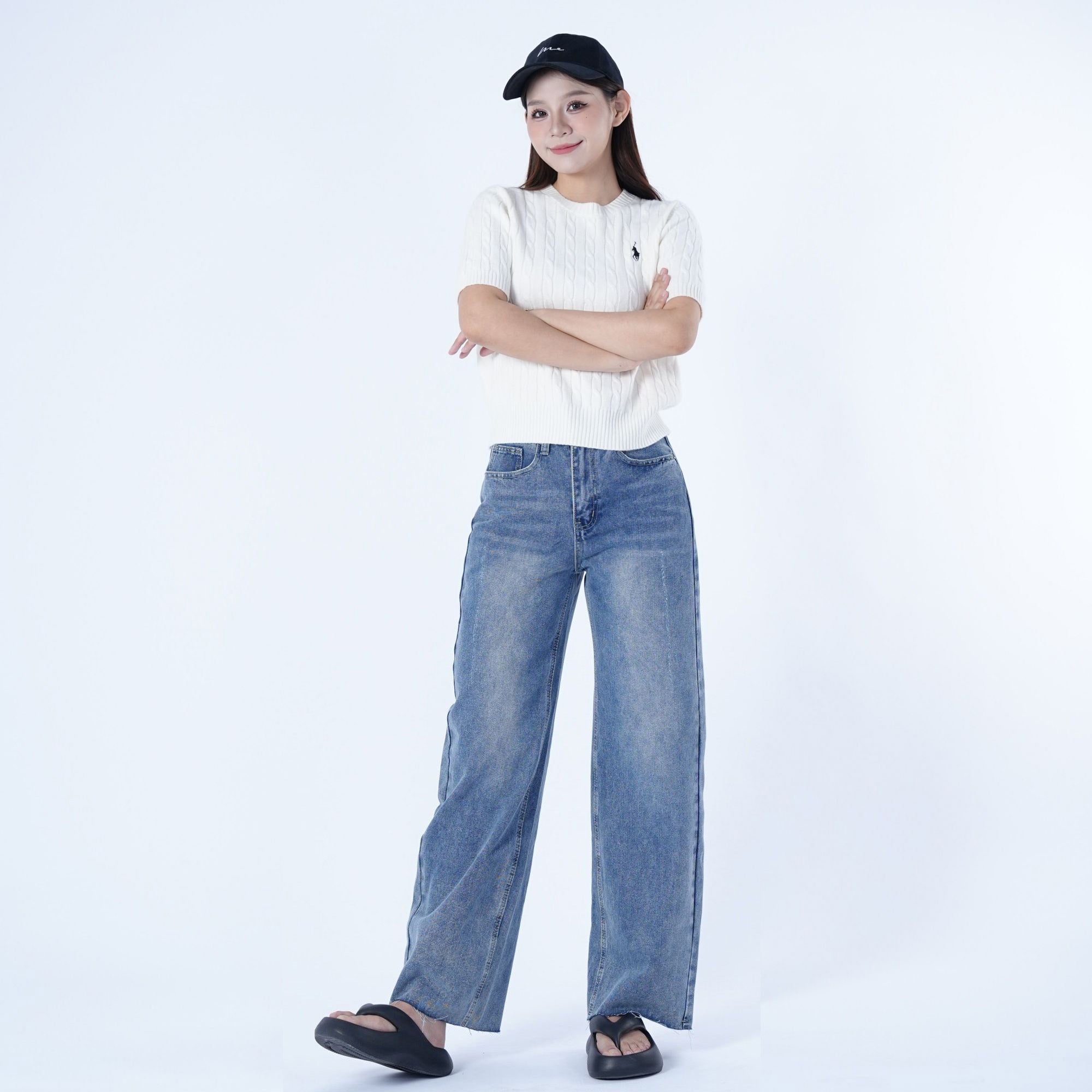 Benimeria-Women's High Waistwide leg Jeans Straight Leg Pants