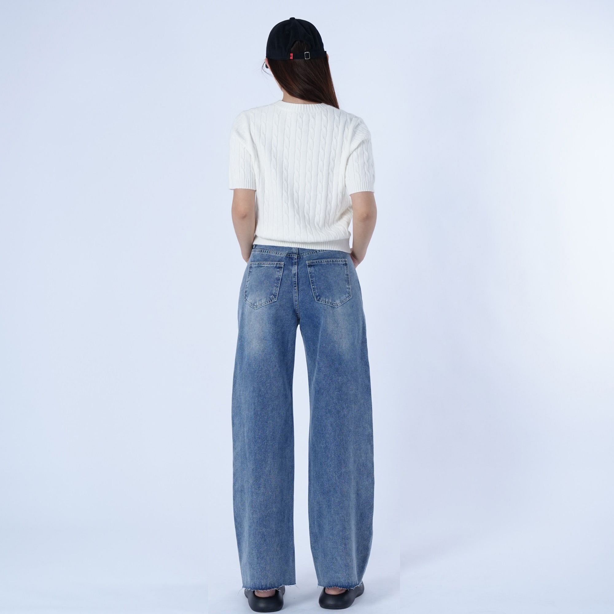 Benimeria-Women's High Waistwide leg Jeans Straight Leg Pants
