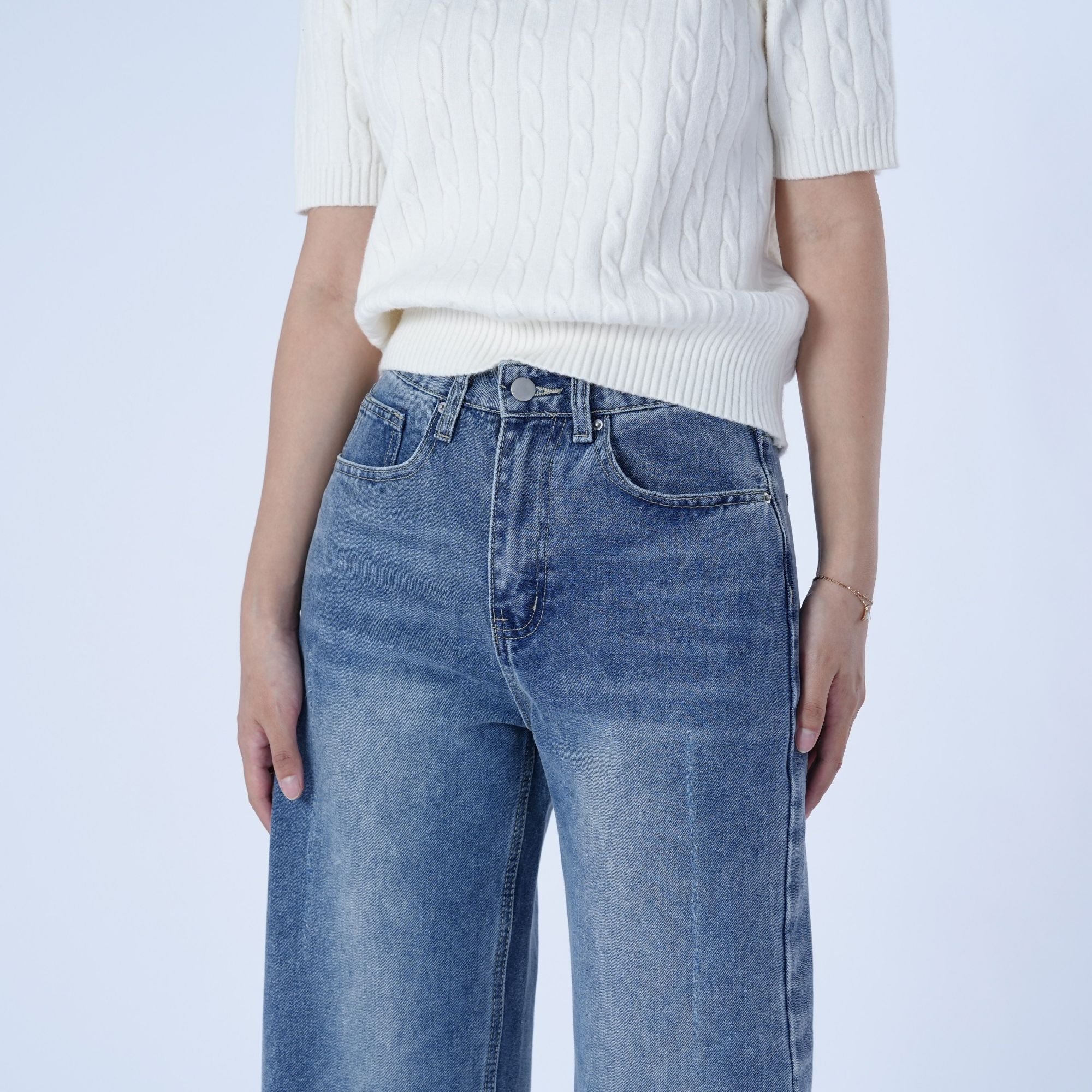 Benimeria-Women's High Waistwide leg Jeans Straight Leg Pants