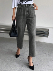 Benimeria-Ladies Solid Jeans Color Simple Daily Denim Work Style Pants