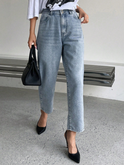 Benimeria-Woemn's High-waisted jeans forwomen Loose-fitting nine-point Harlan radish pants