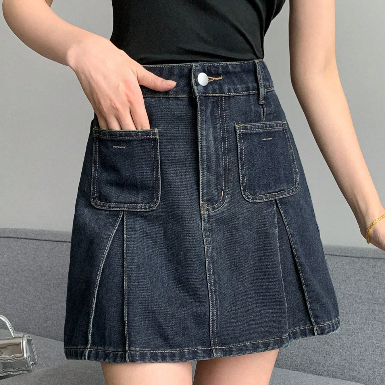 Benimeria-Womens Cargo Simple Daily Casual Denim Skirt